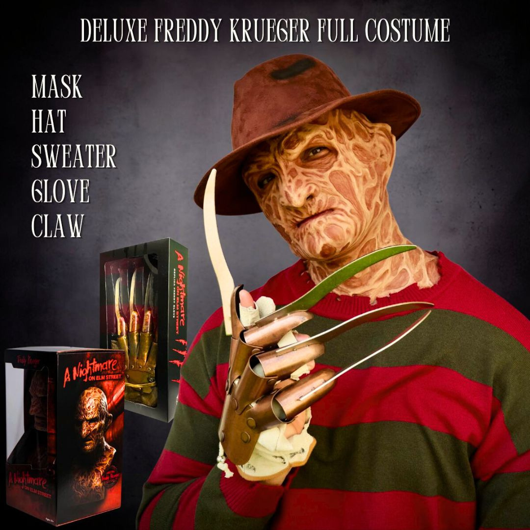 Freddy Krueger Realistic Mask — Halloween Horror Costume