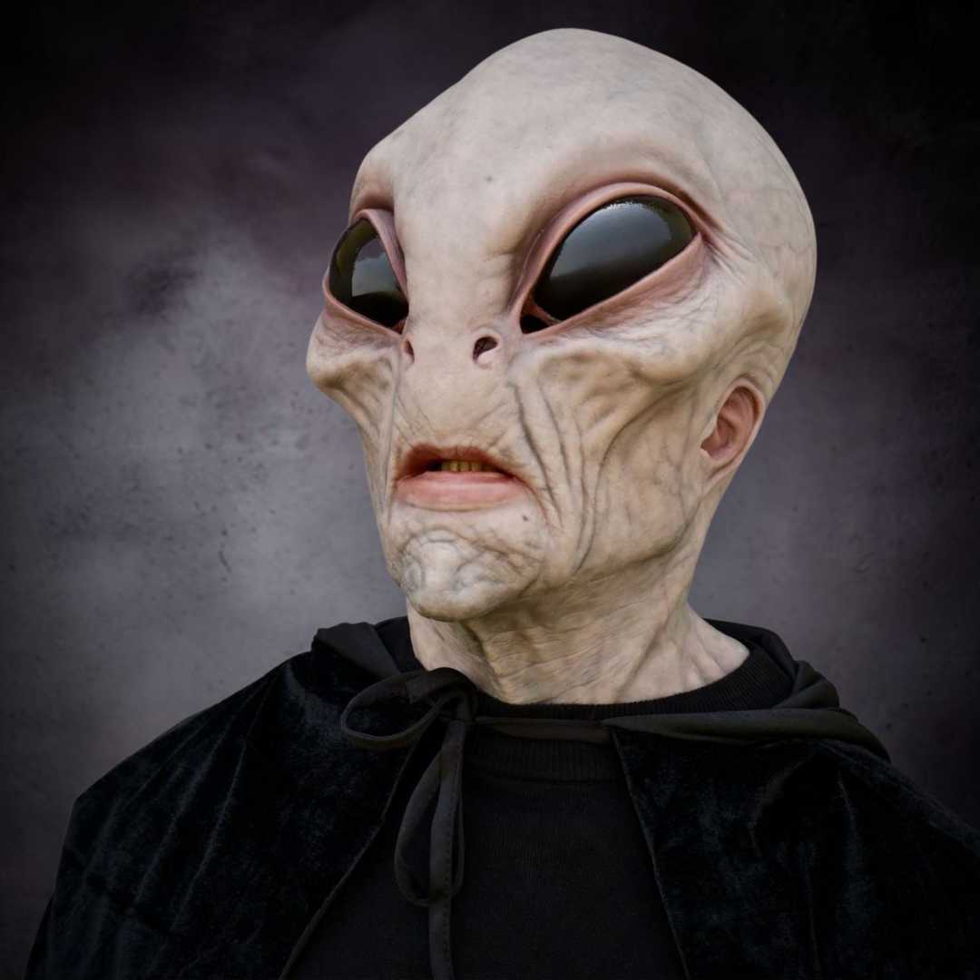 Alien Area-51 Realistic Mask — Halloween Horror Costume