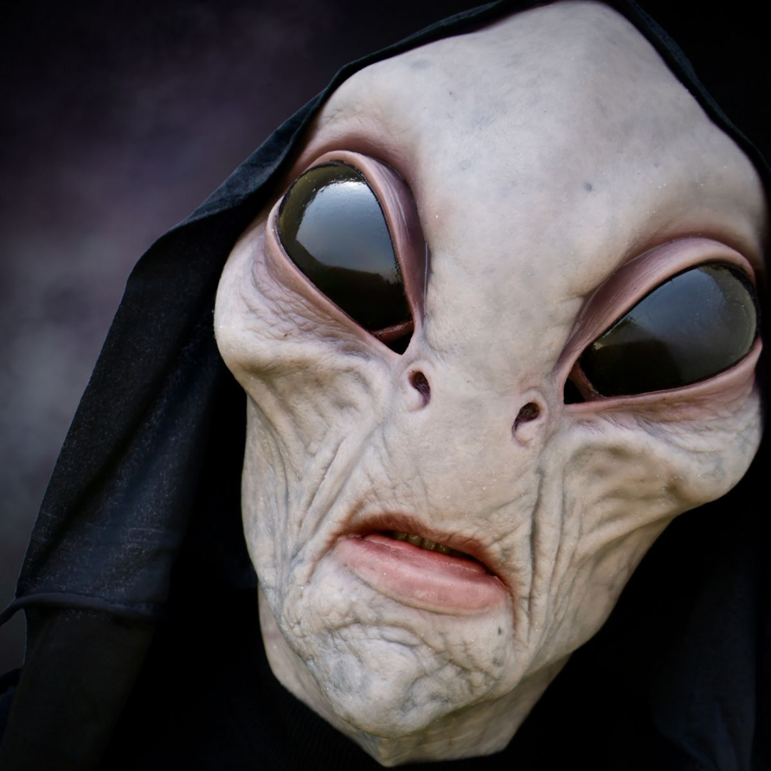 Alien Area-51 Realistic Mask — Halloween Horror Costume