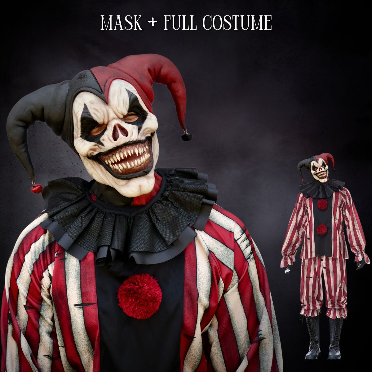 Jester Evil Clown Mask — Dark Carnival Horror Costume